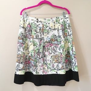 Talbots scenic toile a line skirt petite 14